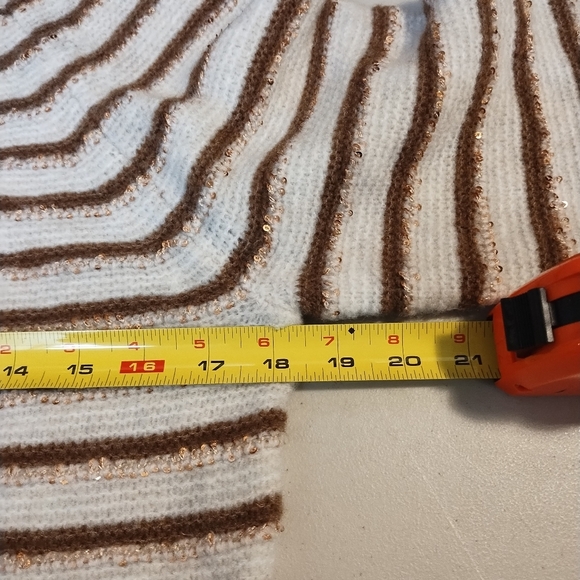 SPLENDID Walnut Striped Sequin Detail Maisie Crewneck Sweater Women's sw… - Picture 5 of 8